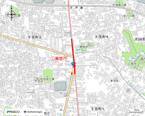 道路工事に伴う配水管整備工事（下条四丁目第2工区ほか）