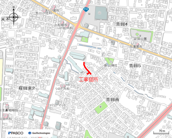 雨水工事に伴う配水管仮設工事（青田南工区）