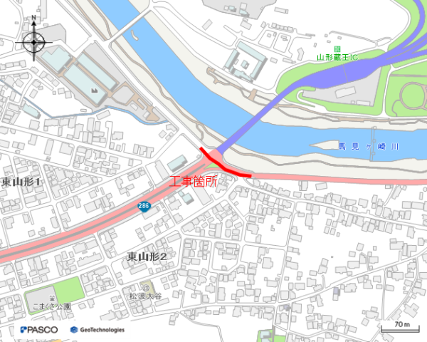 夜間工事のお知らせ（東山形一丁目）