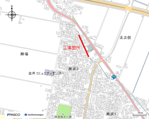 雨水工事に伴う配水管移設工事(瀬波三丁目工区)